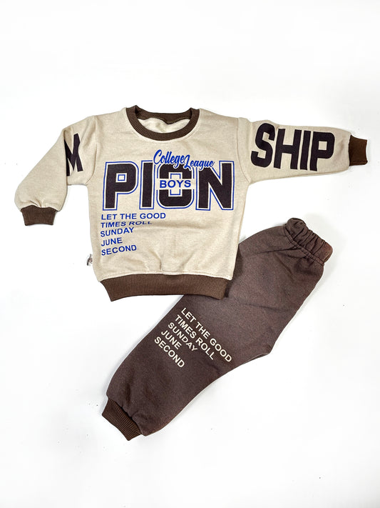 1.5Yr - 4Yrs Kids Fleece Suit Pion Brown  RZ BS471