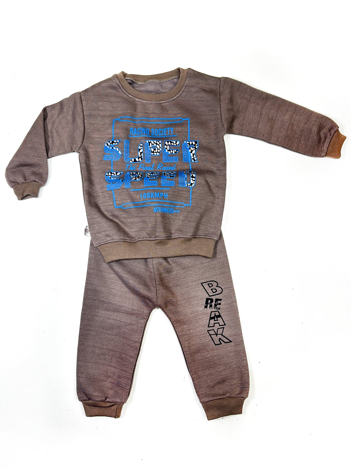 1.5Yr - 4Yrs Kids Fleece Suit Speed Dark Brown RZ BS473