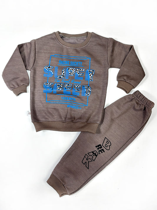 1.5Yr - 4Yrs Kids Fleece Suit Speed Dark Brown RZ BS473