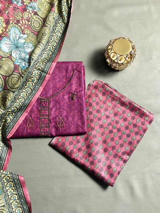 3Pcs Unstitched Digital Lawn Suit For Women WU208