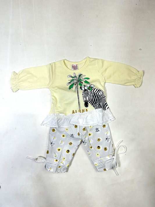 0Mth - 6Mth Zebra Yellow Baby Suit For Newborns ZG NBS622