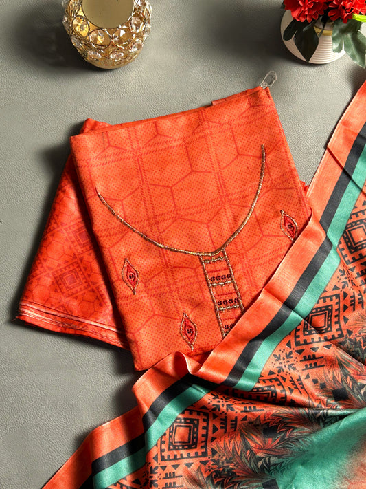 3Pcs Unstitched Digital Lawn Suit For Women WU190