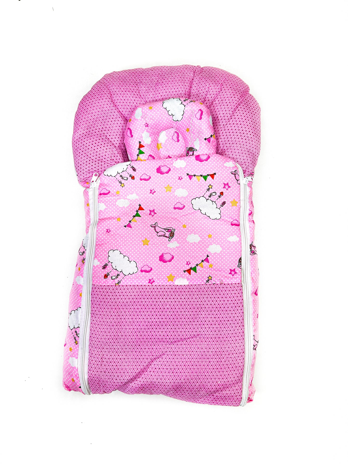 2Pcs Newborn Baby Quilted Sleeping Bag Pink