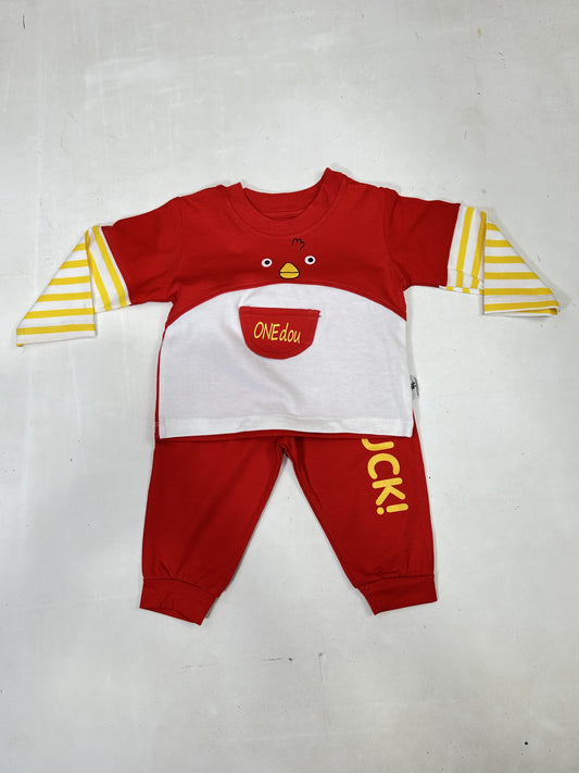 0Mth - 6Mth Duck Red Baba Suit For Newborns ZG NBS596
