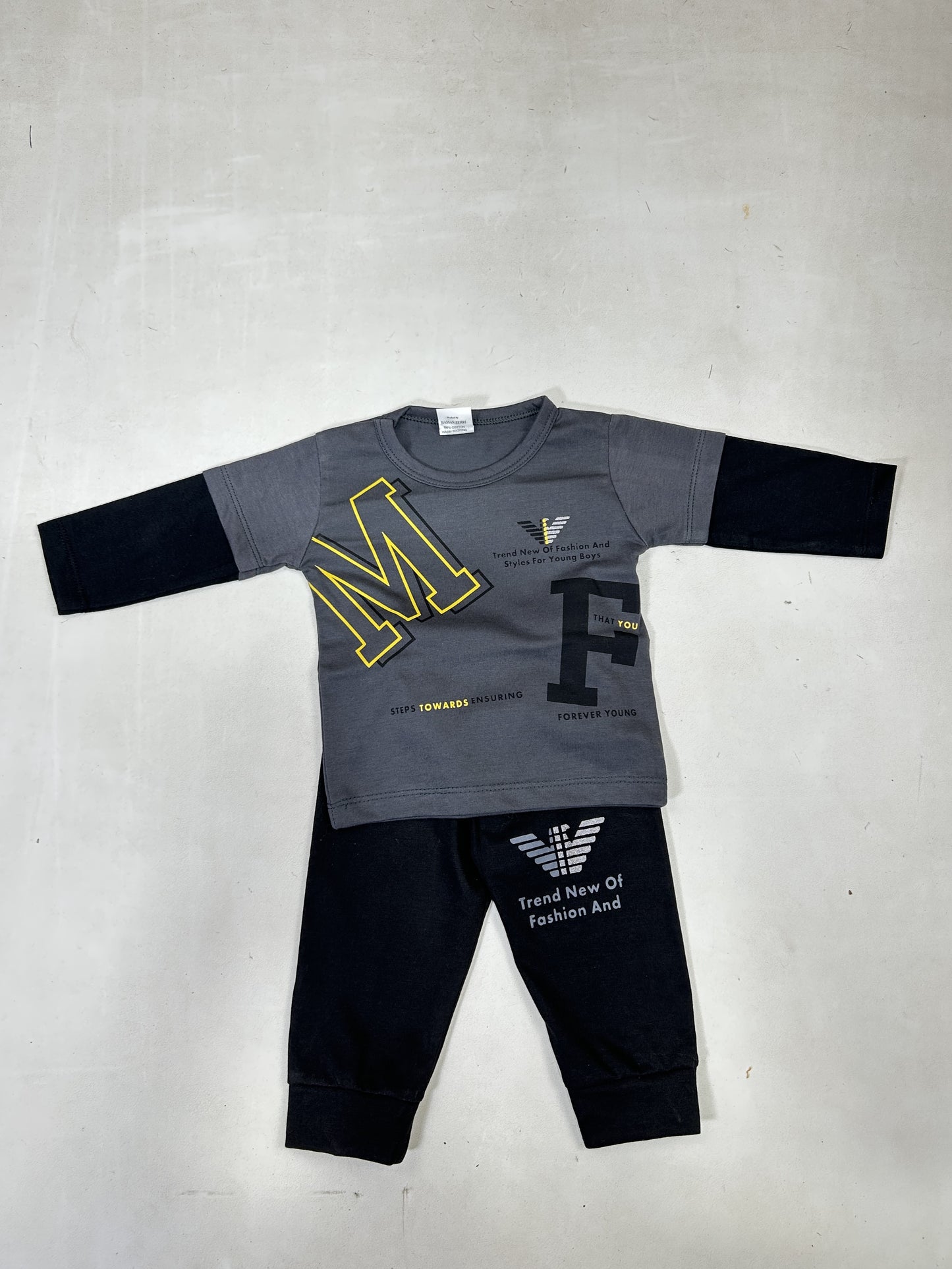 0Mth - 6Mth MF Grey Baba Suit For Newborns ZG NBS603