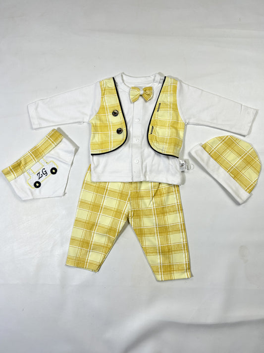 0Mth - 3Mth 4Pcs Yellow Baba Suit For Newborns ZG NBS574