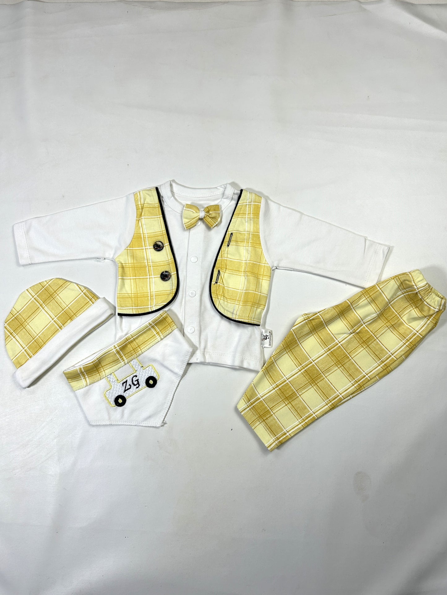 0Mth - 3Mth 4Pcs Yellow Baba Suit For Newborns ZG NBS574