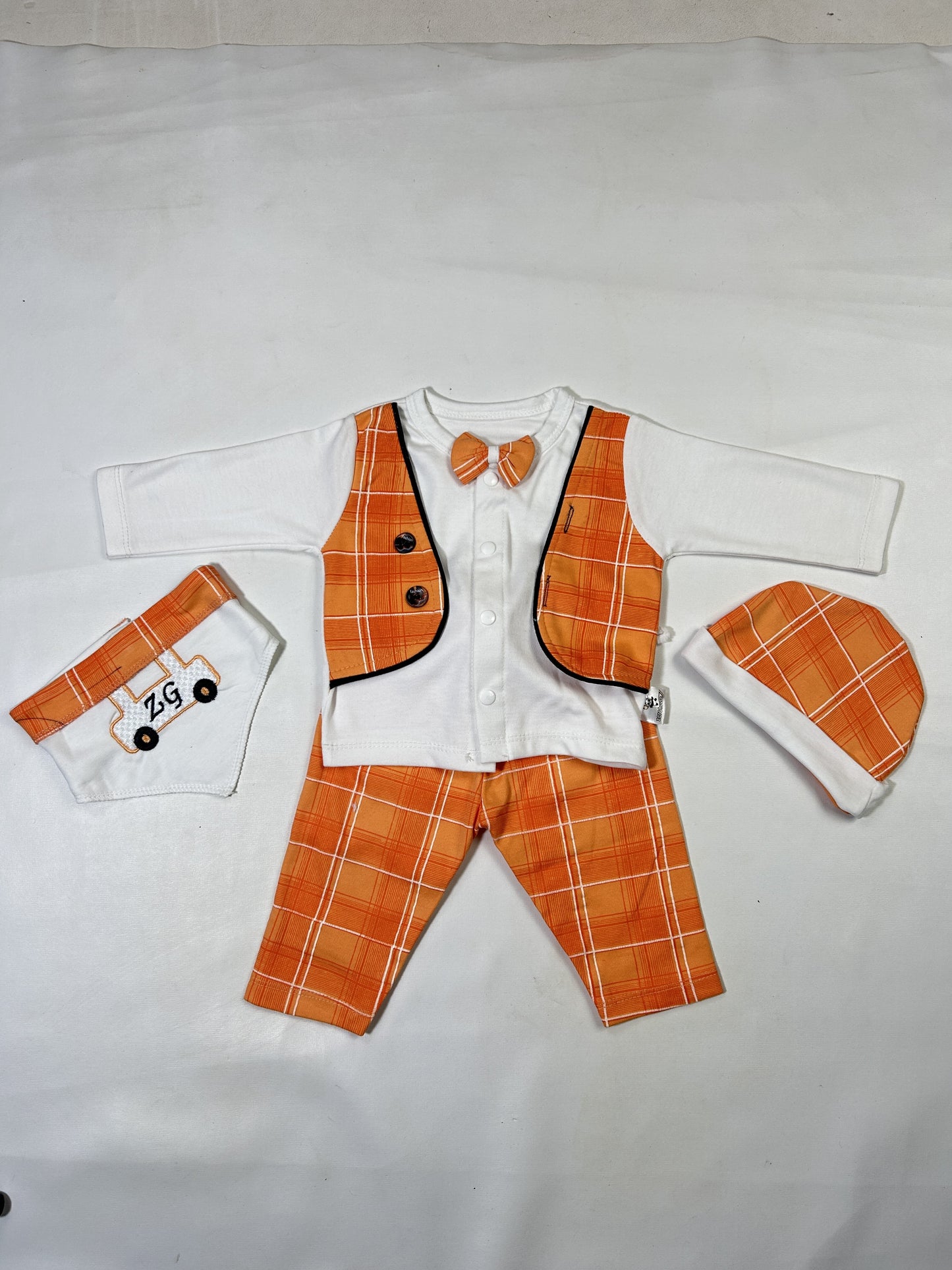 0Mth - 3Mth 4Pcs Orange Baba Suit For Newborns ZG NBS575