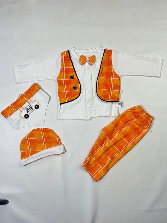 0Mth - 3Mth 4Pcs Orange Baba Suit For Newborns ZG NBS575