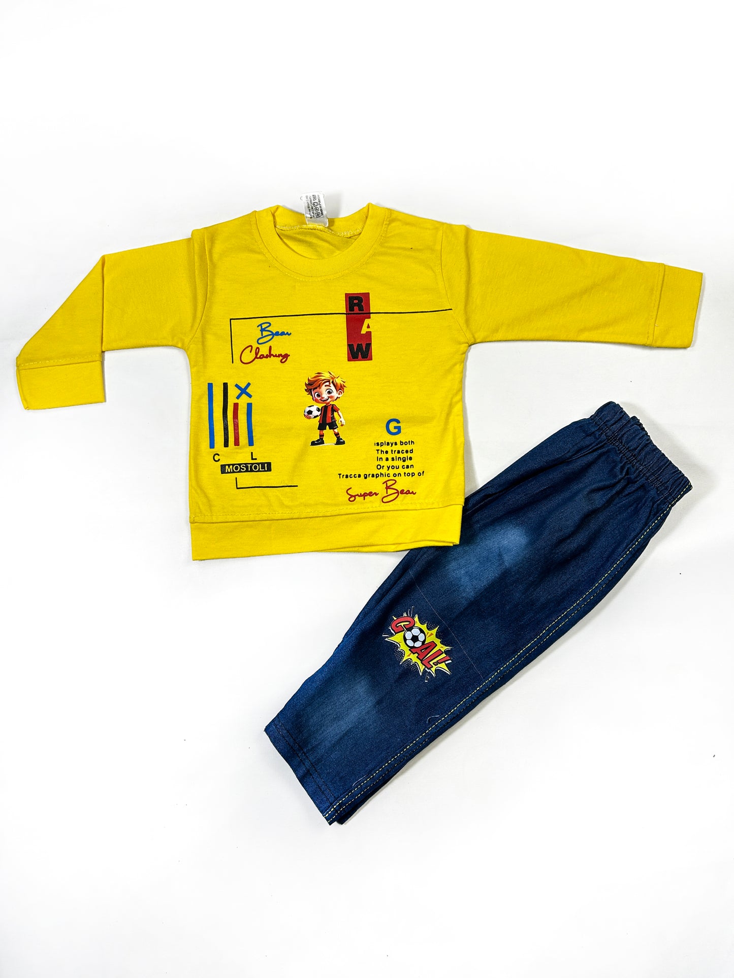 1Yr - 4Yrs Kids Suit Printed Football Boy Yellow RZ