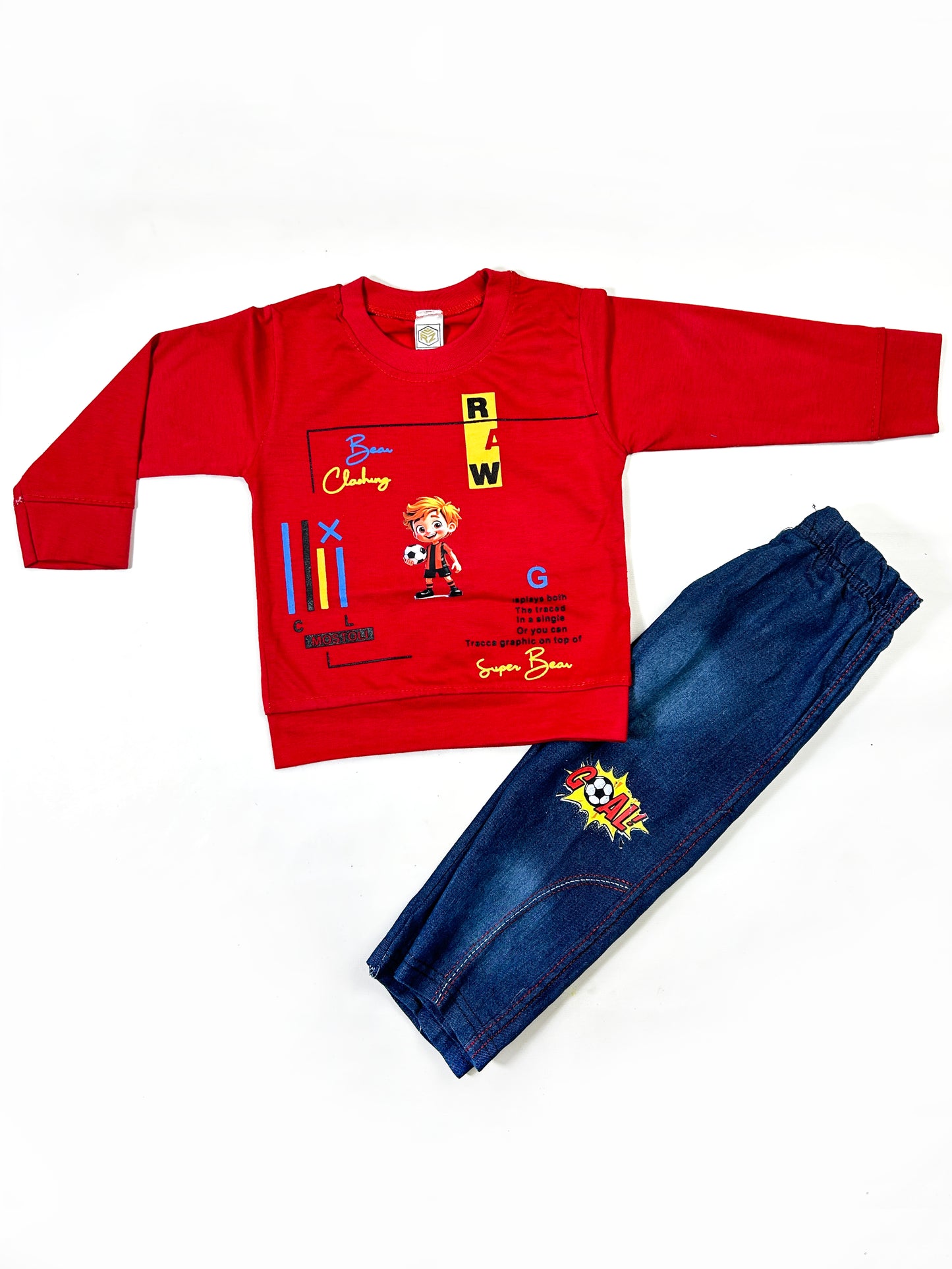 1Yr - 4Yrs Kids Suit Printed Football Boy Red RZ BS467