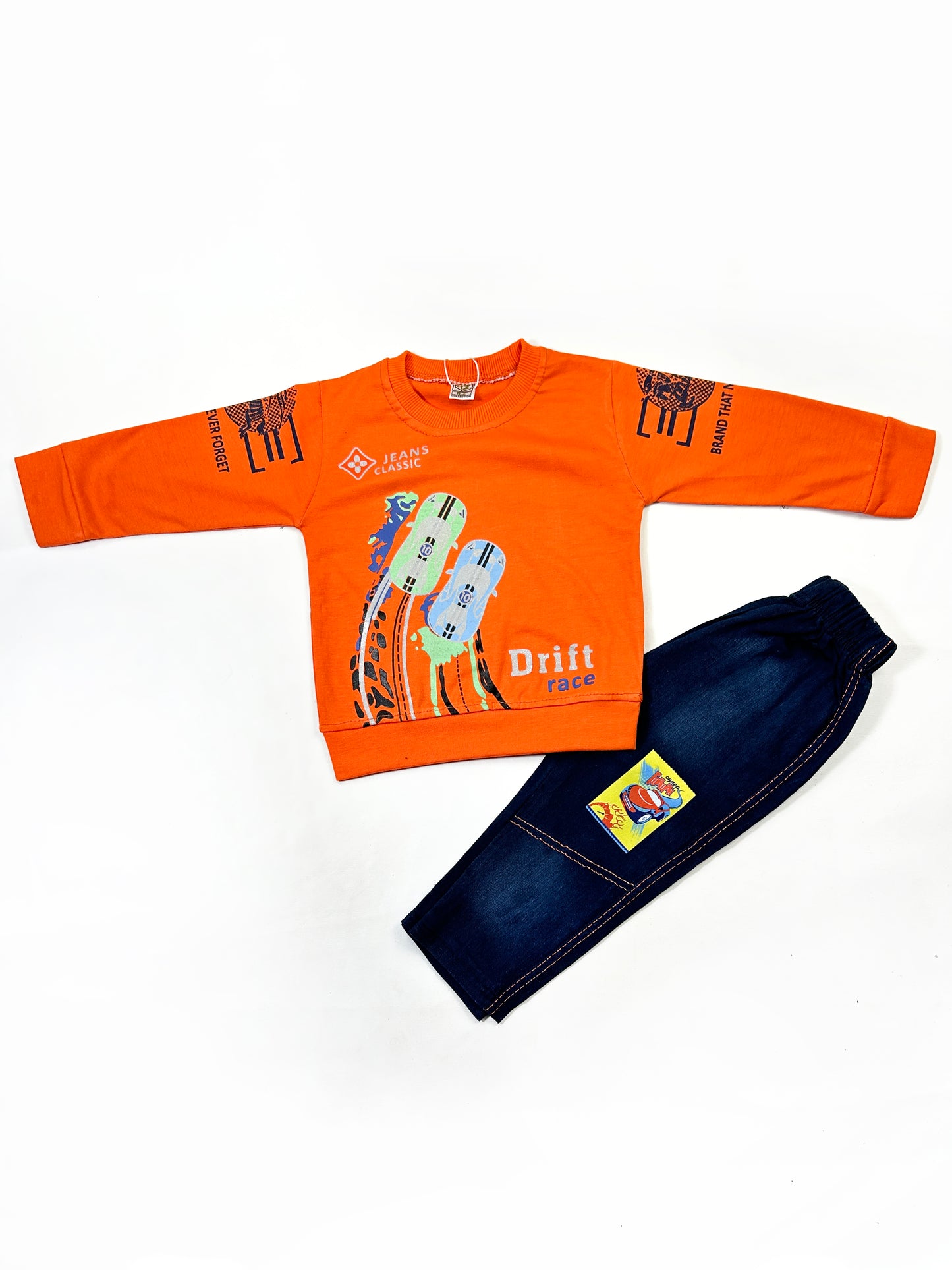 1Yr - 4Yrs Kids Suit Printed Drifted Car Orange RZ BS451