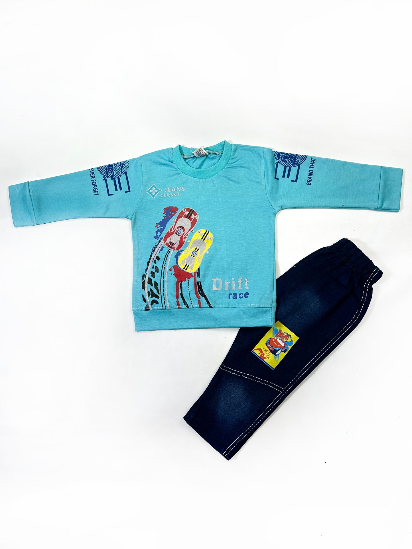 1Yr - 4Yrs Kids Suit Printed Drifted Car Ferozi RZ BS452