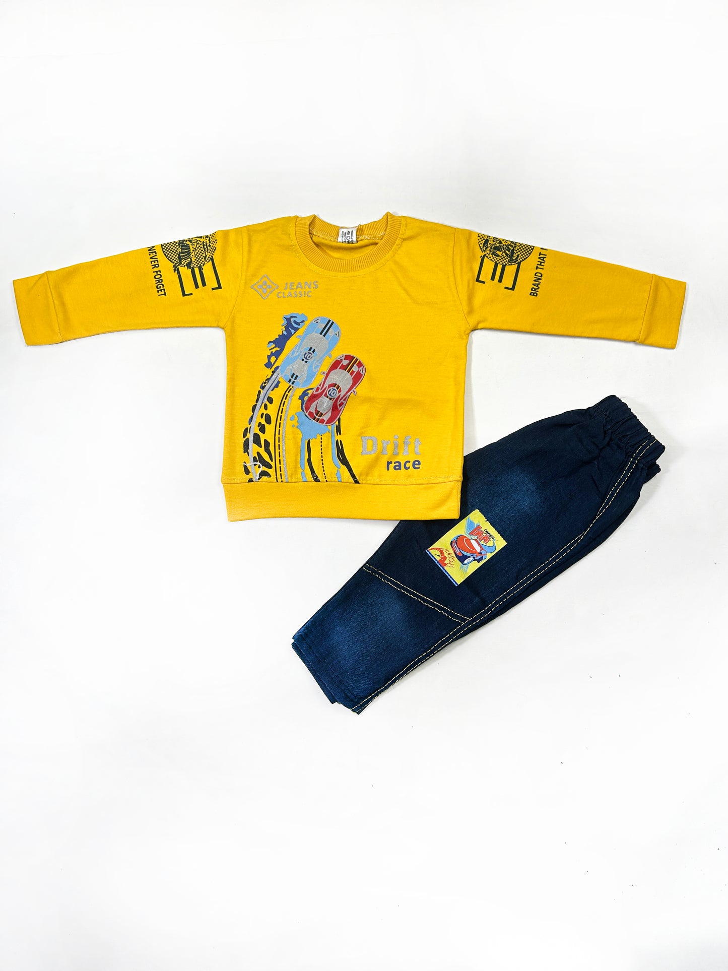 1Yr - 4Yrs Kids Suit Printed Drifted Car Yellow RZ BS453