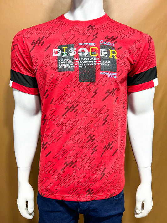 Red Disocer T-Shirt For Men MTS350
