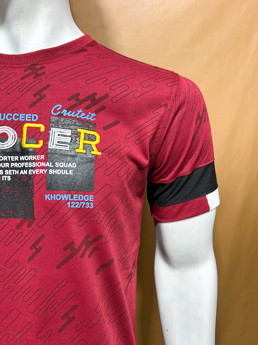Maroon Disocer T-Shirt For Men MTS353