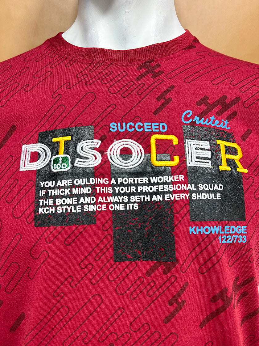Maroon Disocer T-Shirt For Men MTS353