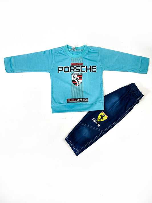 1Yr - 4Yrs Kids Suit Printed Porsche Ferozi RZ BS461