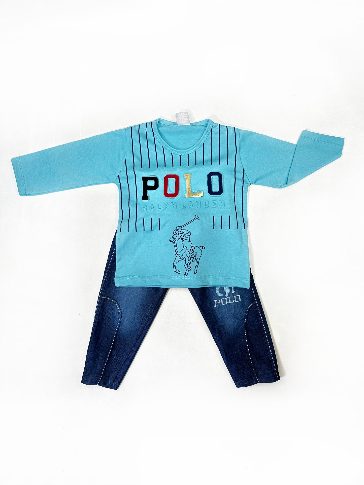 1Yr - 4Yrs Kids Suit Embossed  Polo Ferozi RZ BS446