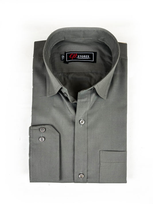 Plain Dark Grey Formal Dress Shirt For Men MFS264