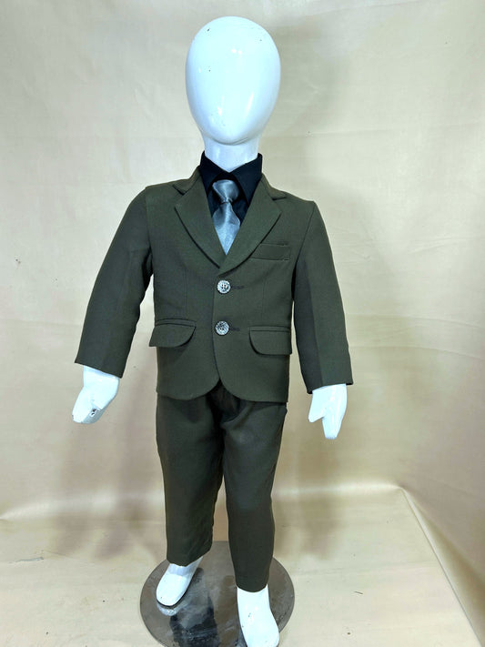 1 Yrs - 15 Yrs 2 PCS Coat Pant Suit for Boys Olive Green BCP33