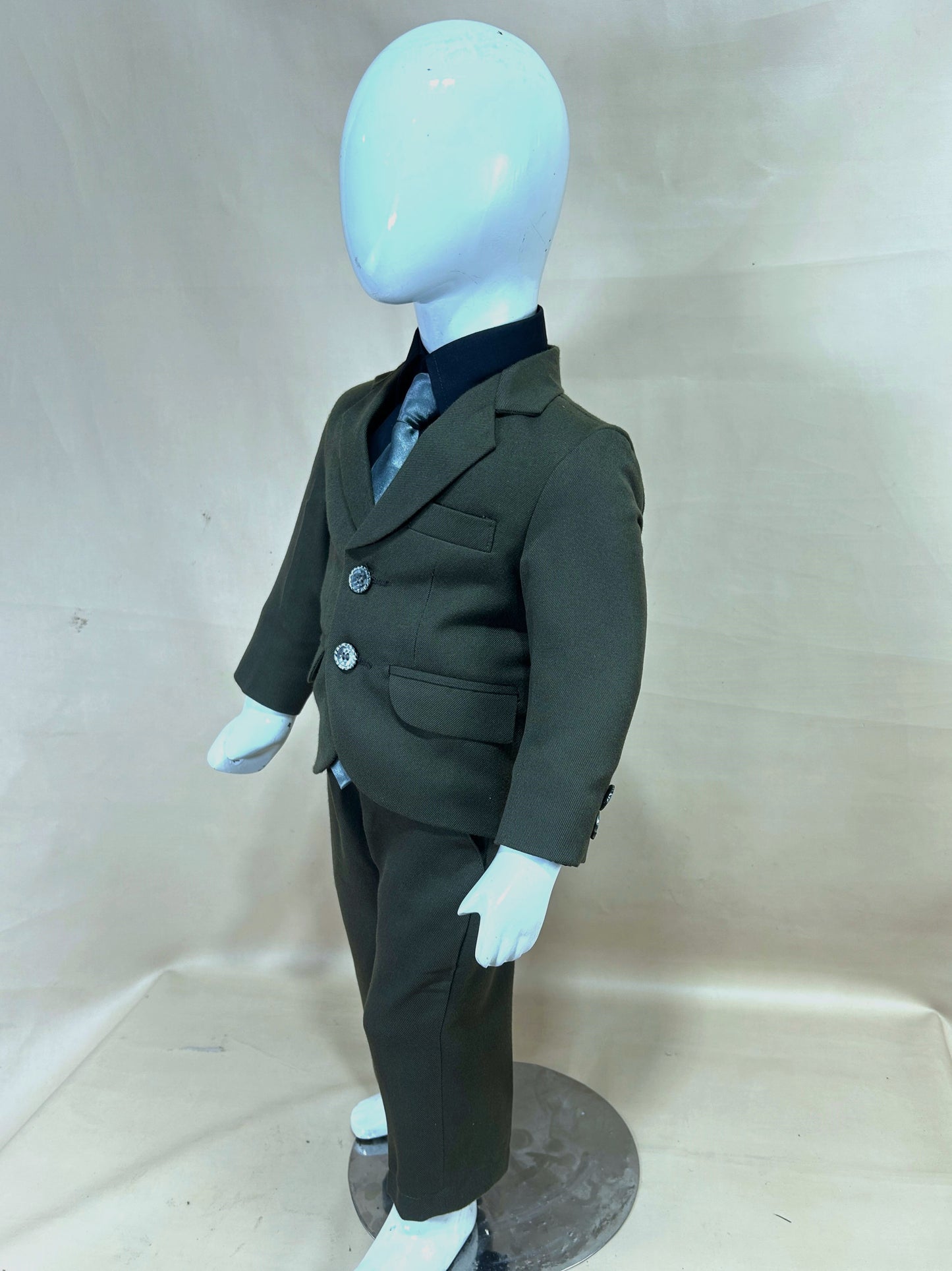 1 Yrs - 15 Yrs 2 PCS Coat Pant Suit for Boys Olive Green BCP33