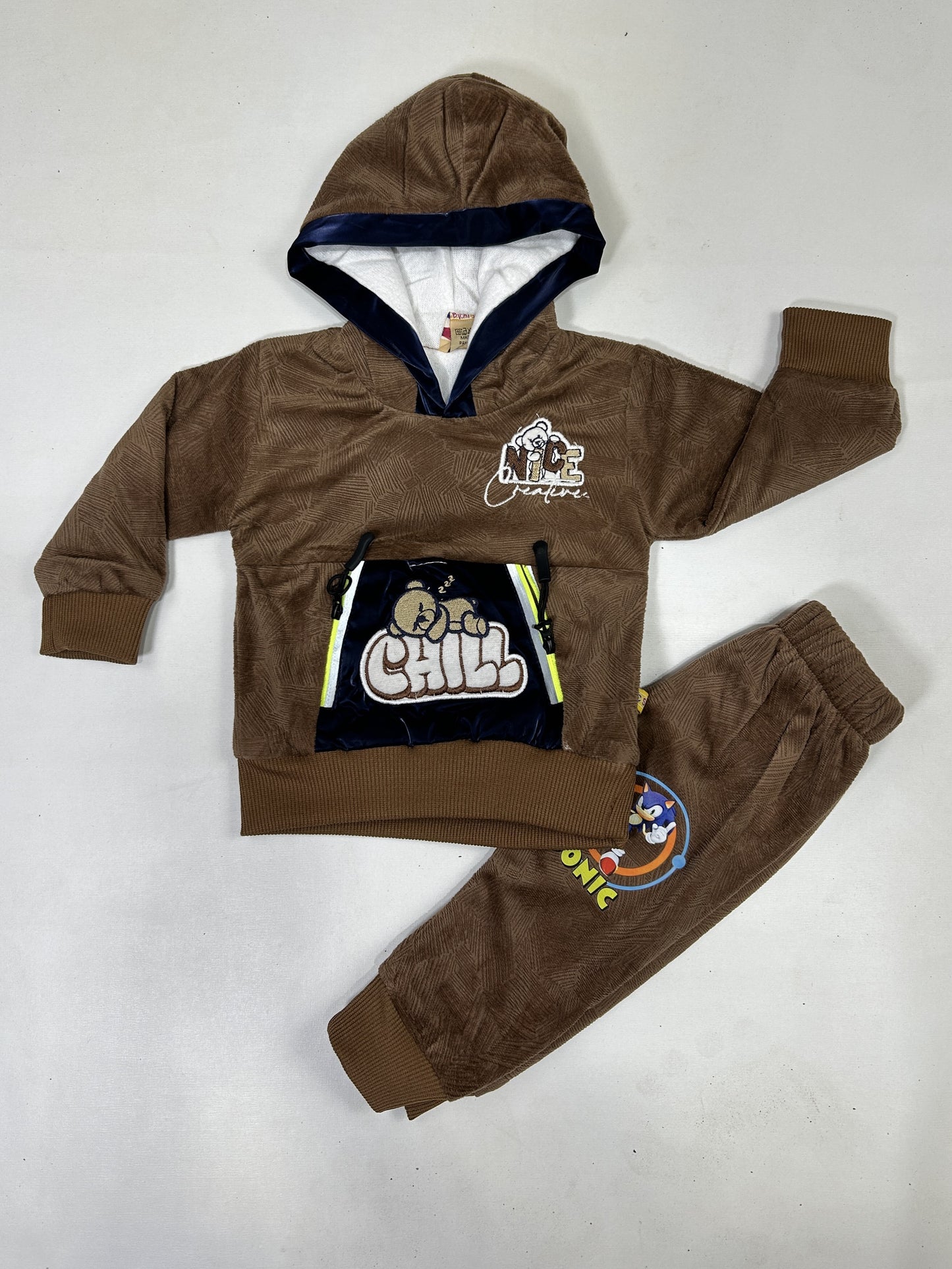 3Mth - 9Mth Brown Fleece Baba Suit For Newborns AJ NBS586