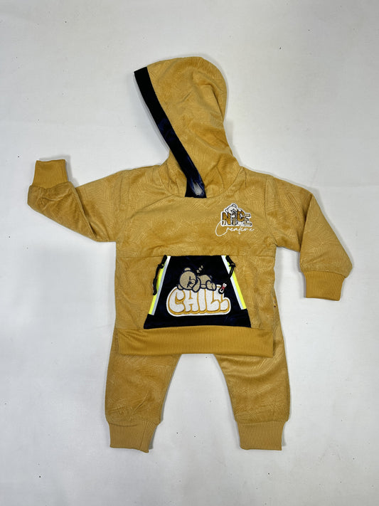 3Mth - 9Mth Mustard Fleece Baba Suit For Newborns AJ NBS587