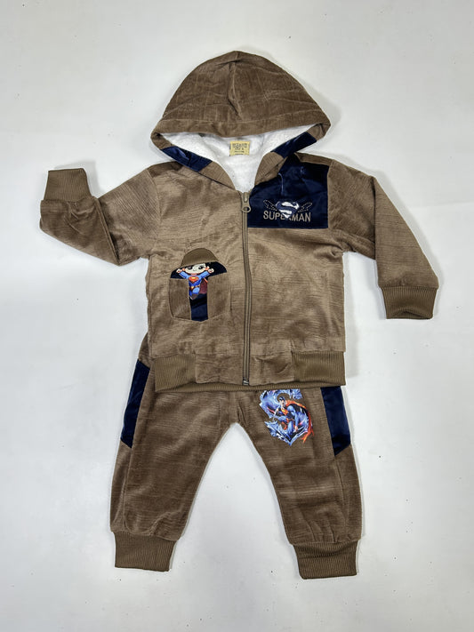 3Mth - 9Mth Brown Fleece Baba Suit For Newborns AJ NBS588