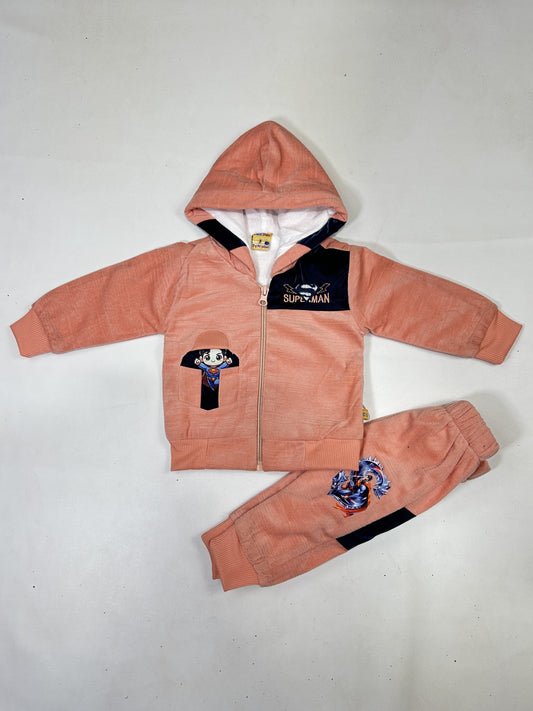 3Mth - 9Mth Peach Fleece Baba Suit For Newborns AJ NBS589
