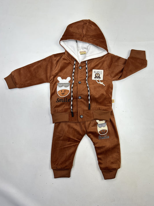 3Mth - 9Mth Brown Fleece Baba Suit For Newborns AJ NBS590