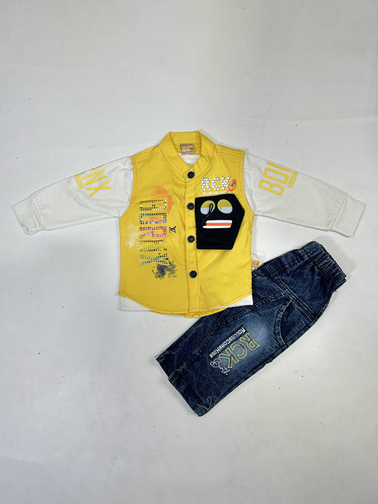 3Mth - 9Mth 3Pcs RCK Yellow Baba Suit For Newborns AJ NBS579