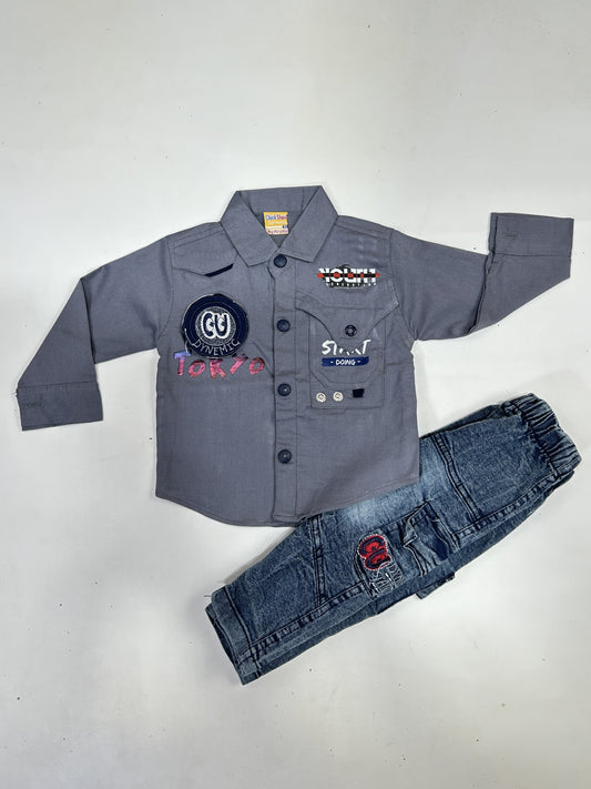 3Mth - 9Mth Tokyo Grey Baba Suit For Newborns AJ NBS580