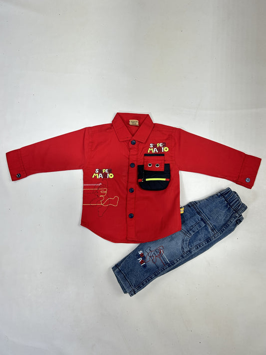 3Mth - 9Mth Mario Red Baba Suit For Newborns AJ NBS583