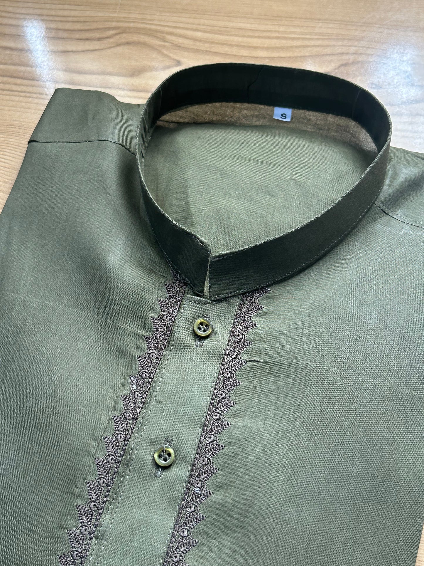 Cotton Embroidered Kurta for Men Light Green MK48