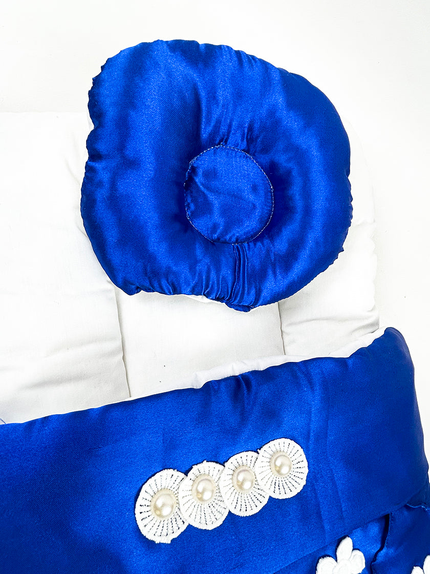 2Pcs Newborn Baby Quilted Sleeping Bag  Flowers Royal Blue
