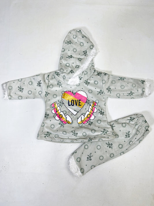 3Mth - 9Mth Grey Fleece Baby Suit For Newborns RZ NBS625