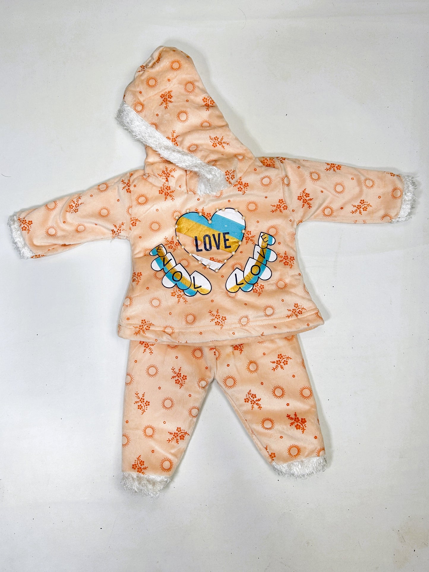 3Mth - 9Mth Orange Fleece Baby Suit For Newborns RZ NBS626