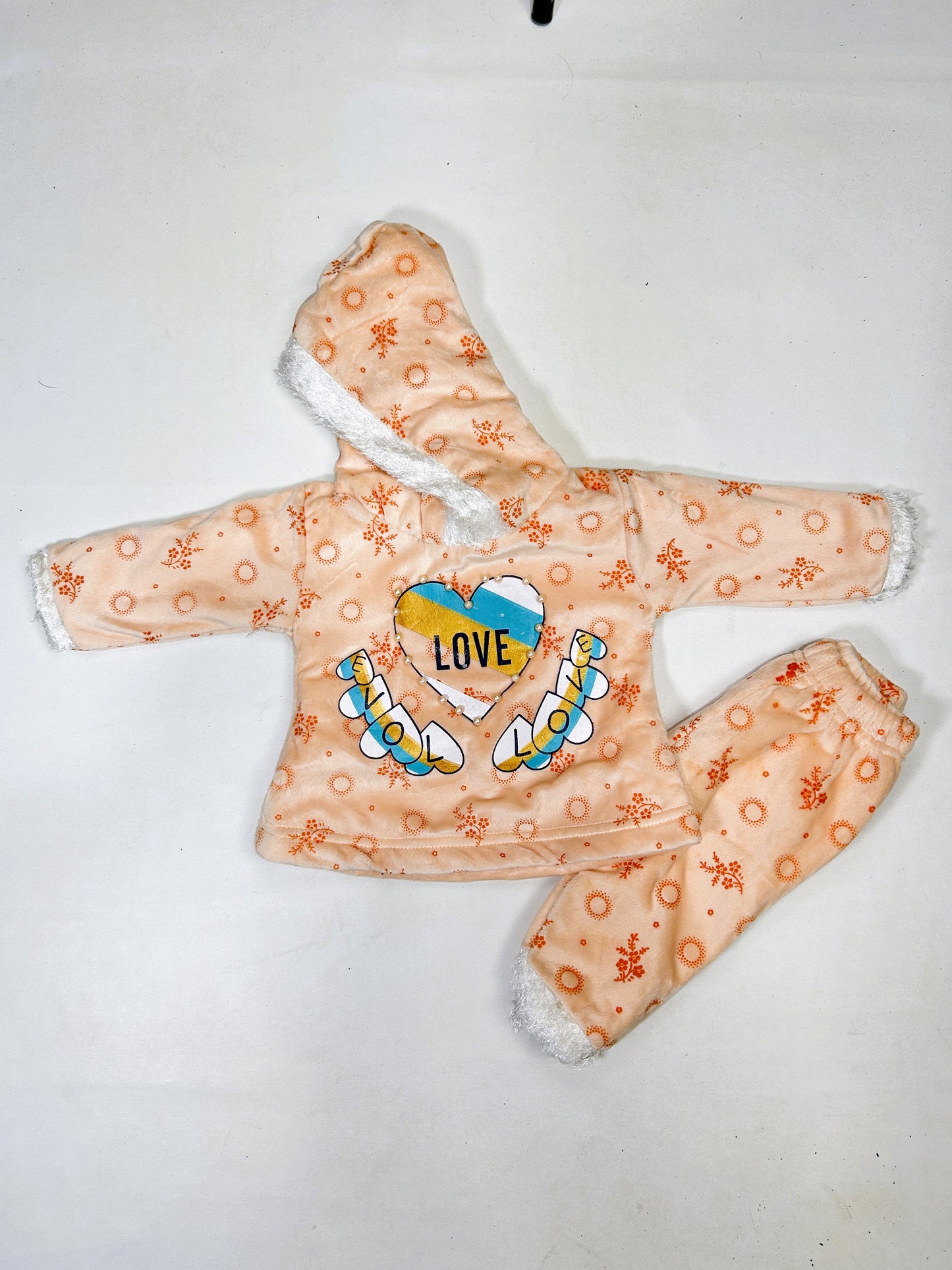 3Mth - 9Mth Orange Fleece Baby Suit For Newborns RZ NBS626