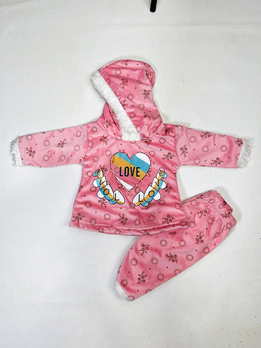 3Mth - 9Mth Pink Fleece Baby Suit For Newborns RZ NBS627