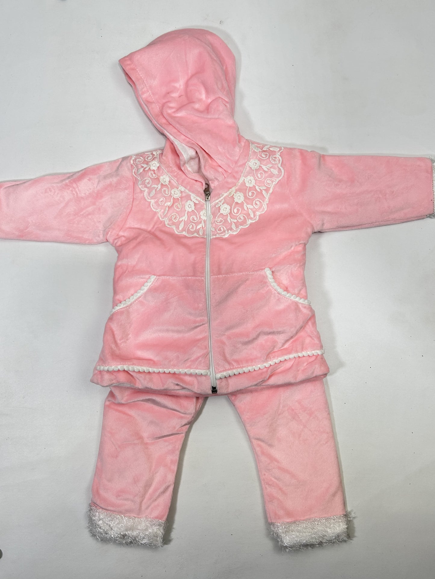2Yr - 5Yrs Pink Velour Suit For Girls RZ GS294