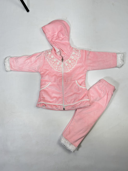 2Yr - 5Yrs Pink Velour Suit For Girls RZ GS294