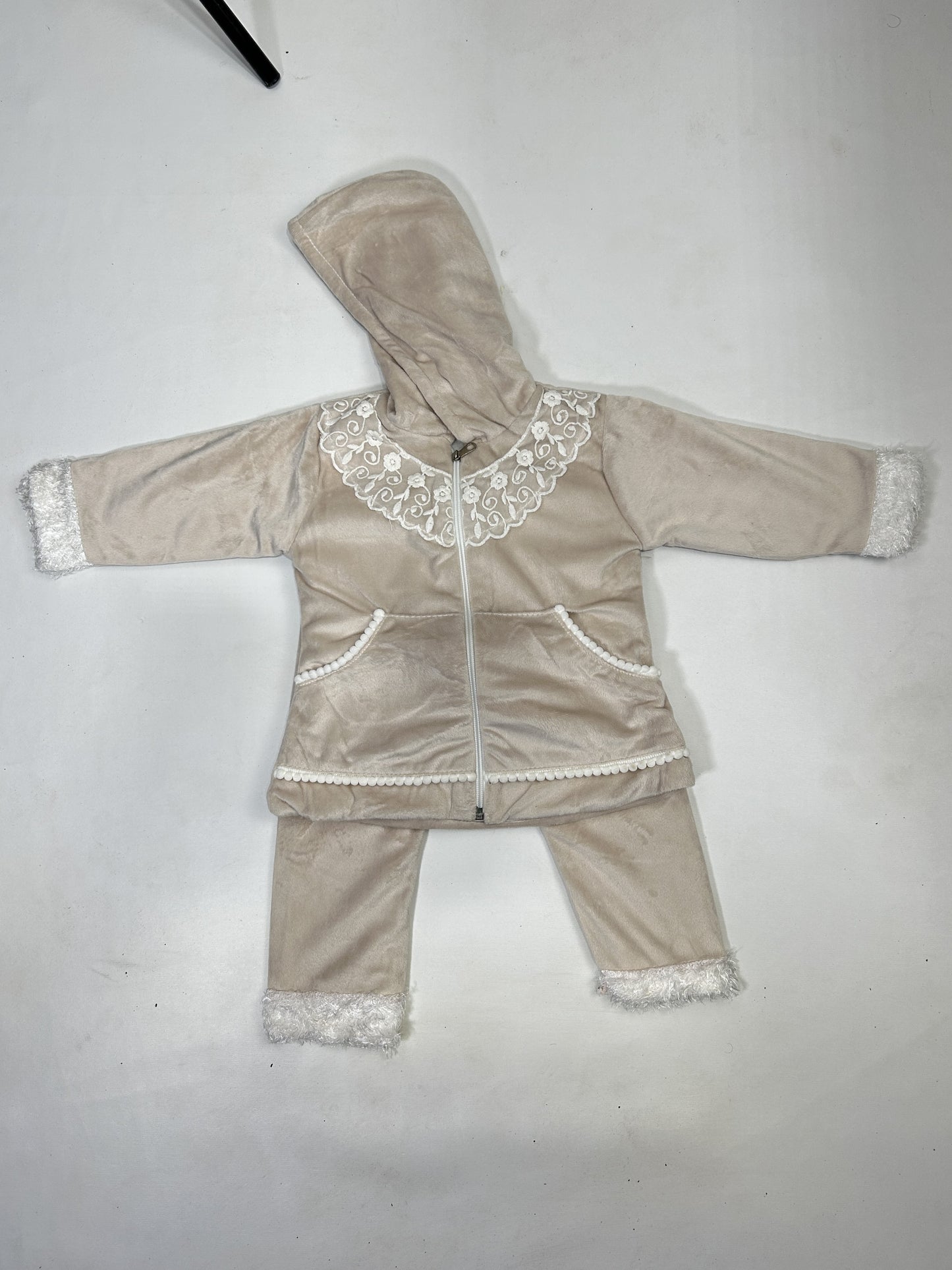 2Yr - 5Yrs Grey Velour Suit For Girls RZ GS295