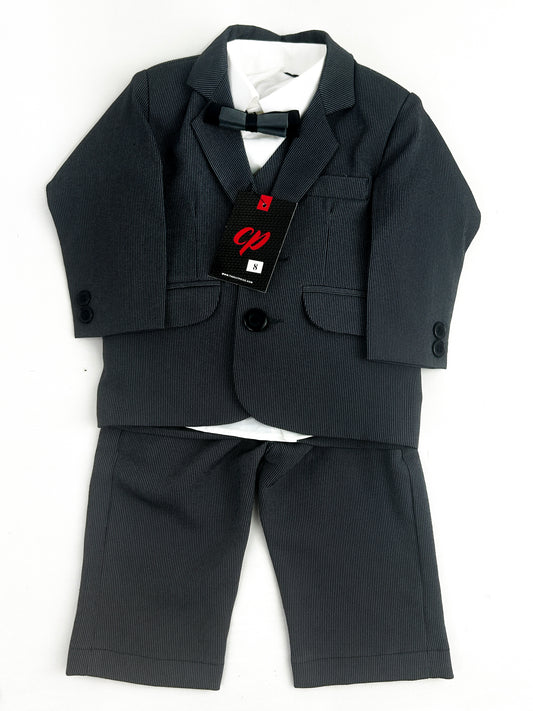 6Mth - 14Yrs Grey Line 5Pcs Coat Pant Suit for Boys BCP29