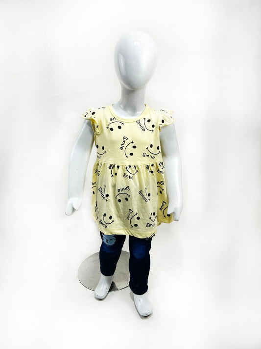 2.5Yrs - 9Yrs Light Yellow Frock For Girls GF19