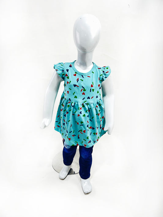 2.5Yrs - 9Yrs Light Ferozi Frock For Girls GF20