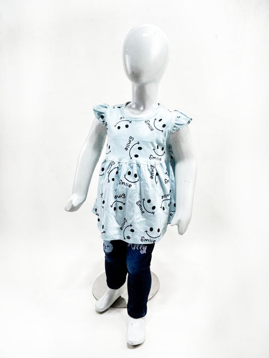 2.5Yrs - 9Yrs Sky Blue Frock For Girls GF22