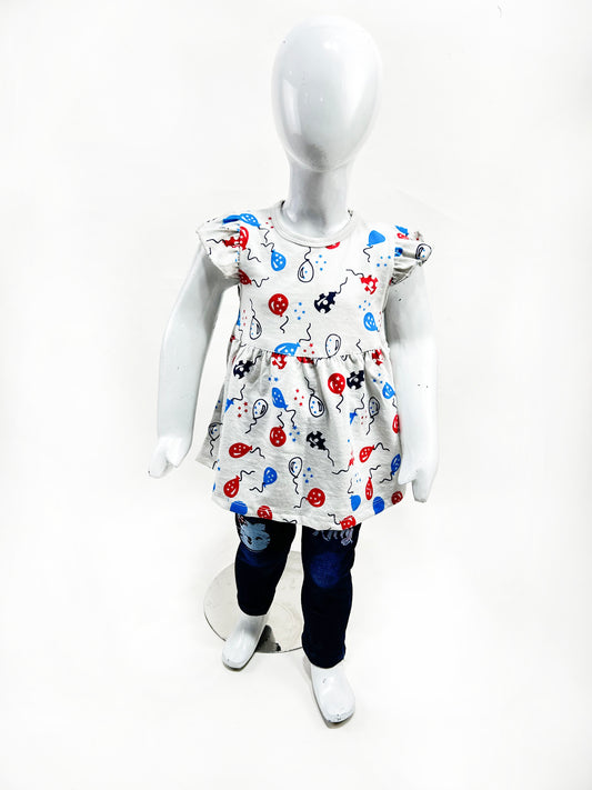 2.5Yrs - 9Yrs Light Grey Frock For Girls GF23