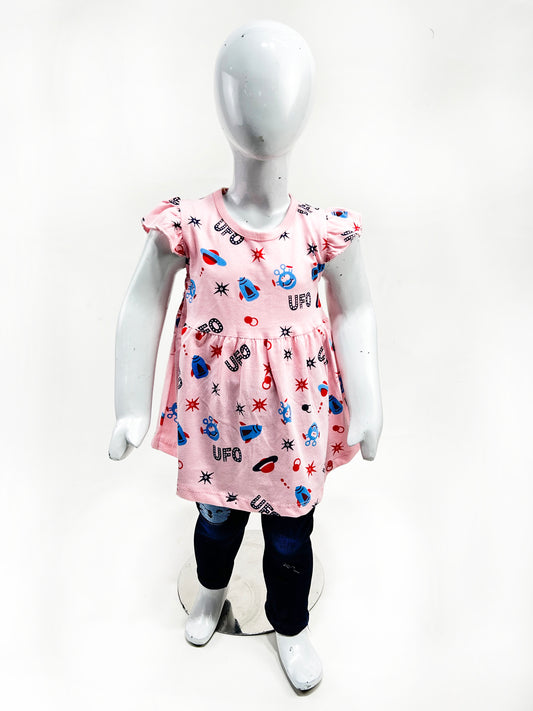2.5Yrs - 9Yrs Light Pink Frock For Girls GF26