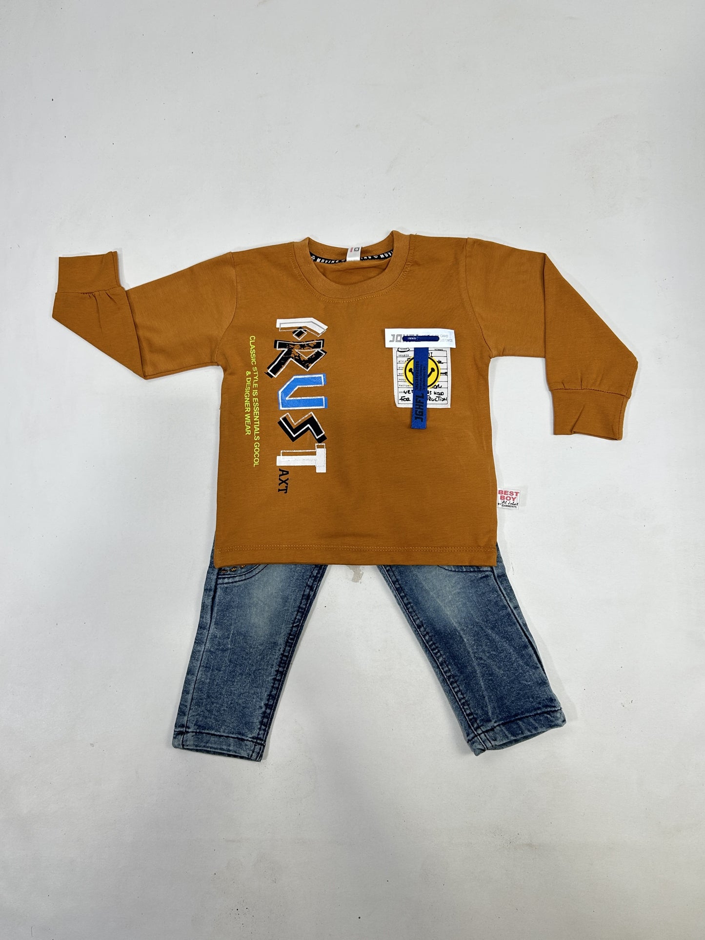 1Yr - 4Yrs Rust Brown Full Sleeve Suit For Kids AJ BS510